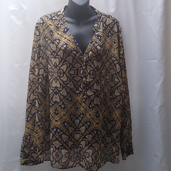 A.N.A sheer one piece geometric blouse - Picture 1 of 7